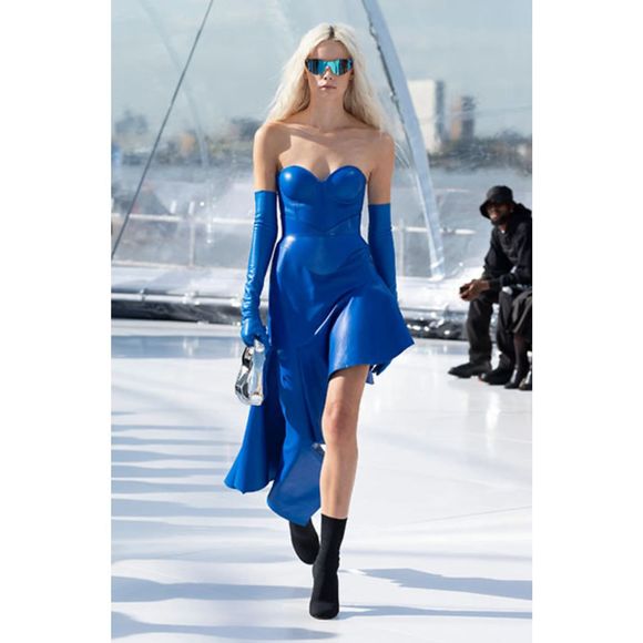Alexander McQueen Strapless Asymmetric Leather Dress